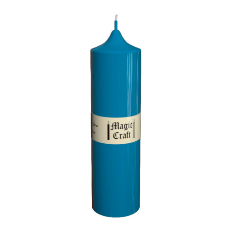 Свеча колонна 22 см голубая (70 часов)